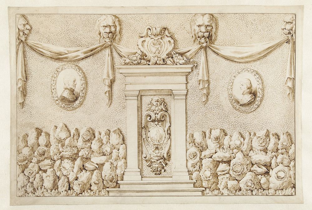 Wand van een schelpenkabinet (1622 - 1654) by Gillis van Scheyndel I