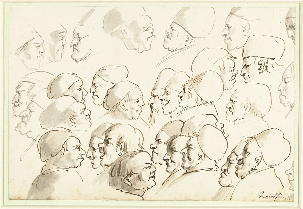 Schetsblad met karikaturen (1744 - 1802) by Gaetano Gandolfi