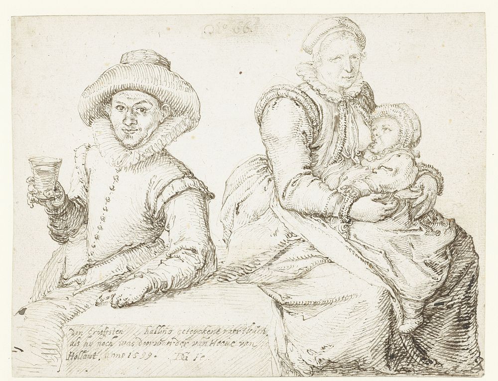 Johannes Hallinck en een vrouw met kind (1599) by Jacques de Gheyn II