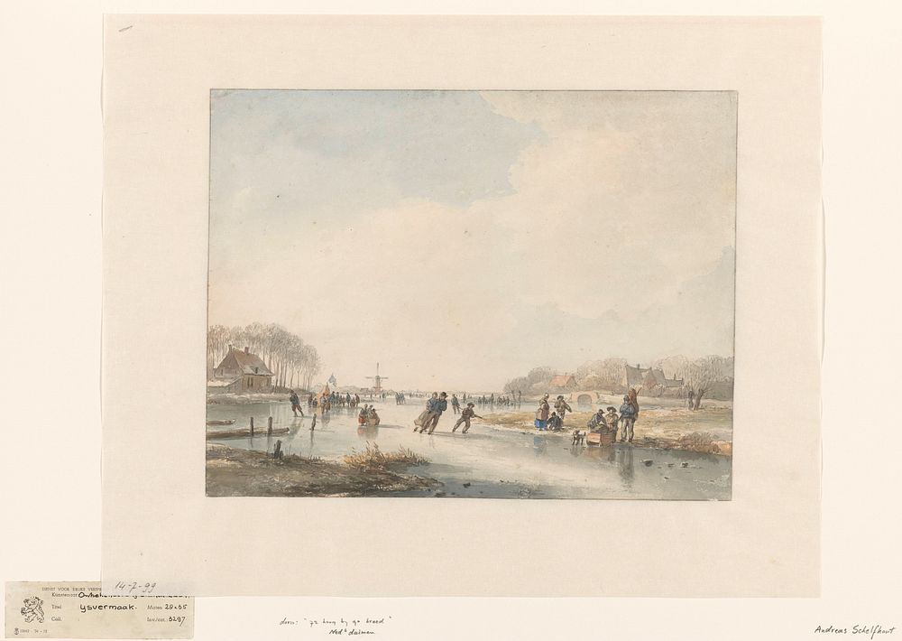 Landschap met schaatsenrijders (1797 - 1870) by Andreas Schelfhout