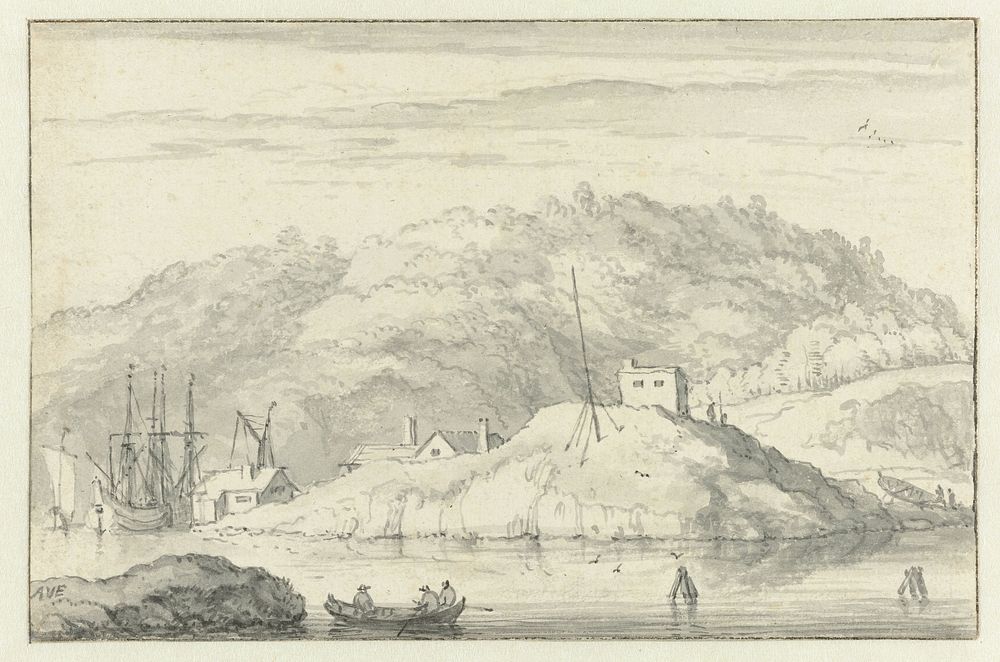 Gezicht op de haven van Risör in Noorwegen (1644) by Allaert van Everdingen