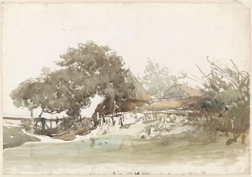 Boerderijen te Waalsdorp (1827 - 1891) by Johannes Bosboom