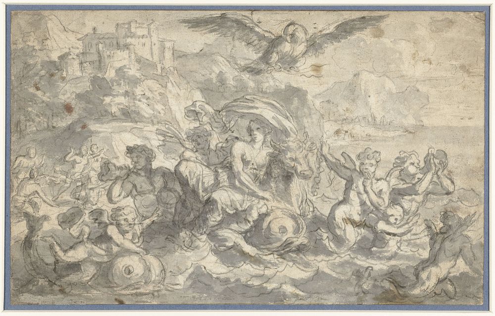 Europa en de stier omgeven door zeegoden (1630 - 1690) by Charles Le Brun