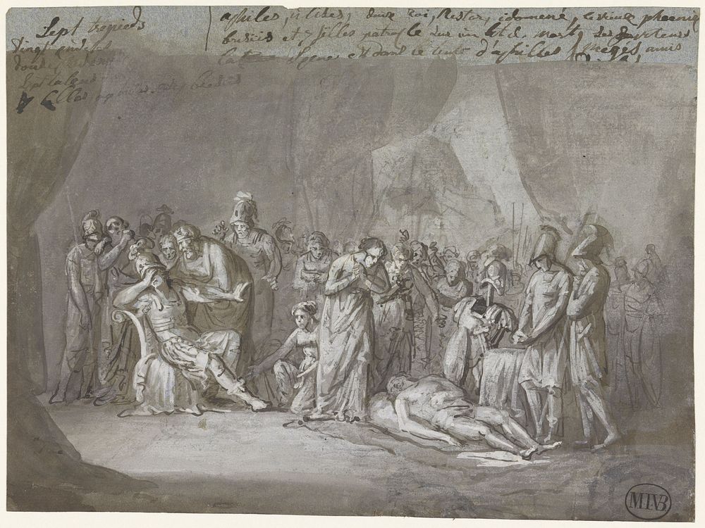 Het lijk van Patroclus in Achilles tent beweend (1783 - 1839) by Mattheus Ignatius van Bree