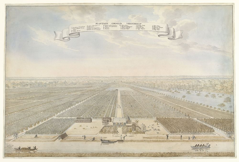 Gezicht op de plantage Cornelis Vriendschap in Suriname (1700 - 1800) by anonymous