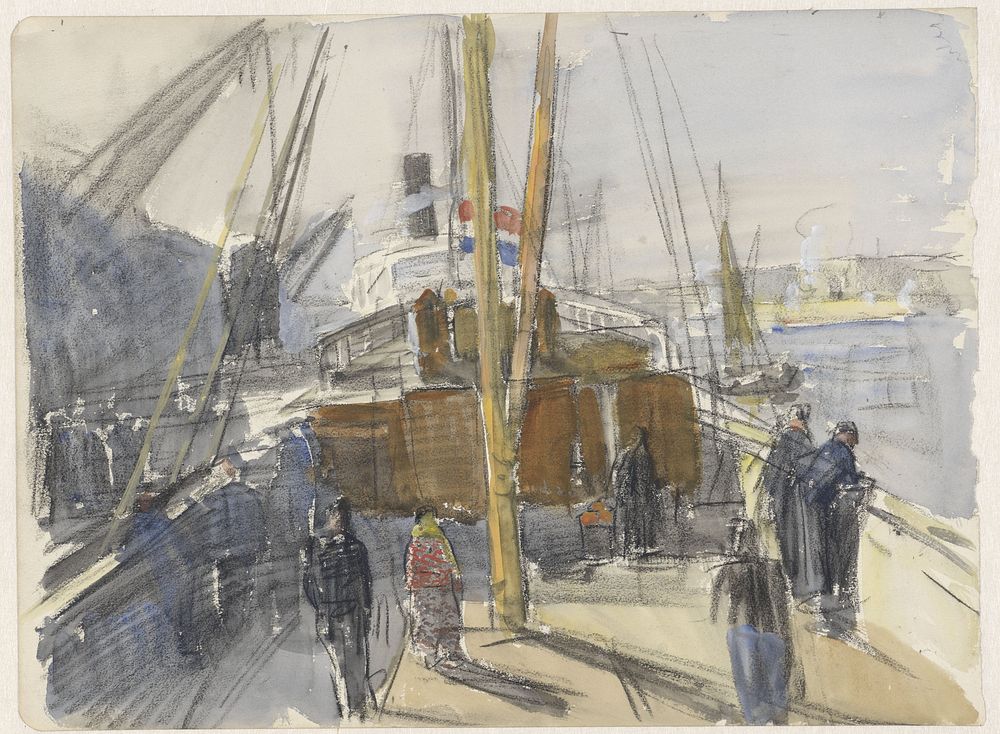 Achterplecht van een passagiersschip met Hollandse vlag (1874 - 1927) by Johan Antonie de Jonge