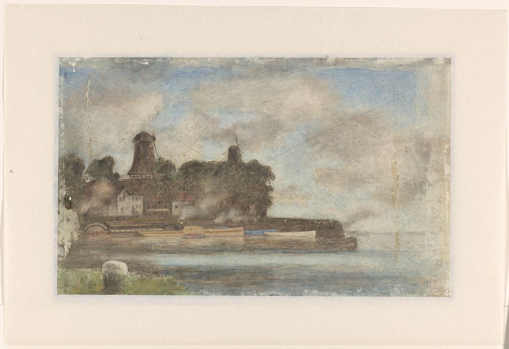 Landschap met molens bij water (1869 - 1937) by Anton L Koster