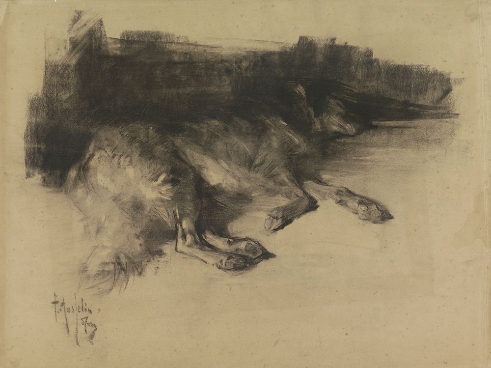 Liggende, slapende hond (1871 - 1906) by Pieter de Josselin de Jong