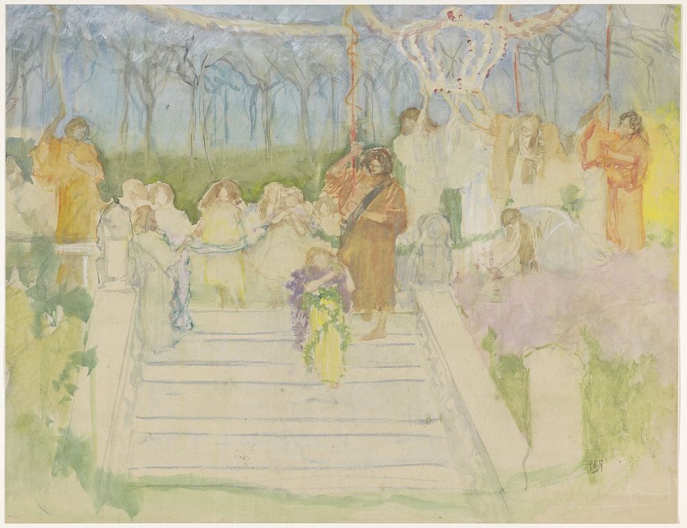 Tableau vivant ter gelegenheid van het huwelijk van koningin Wilhelmina in 1901 (1871 - 1906) by Pieter de Josselin de Jong