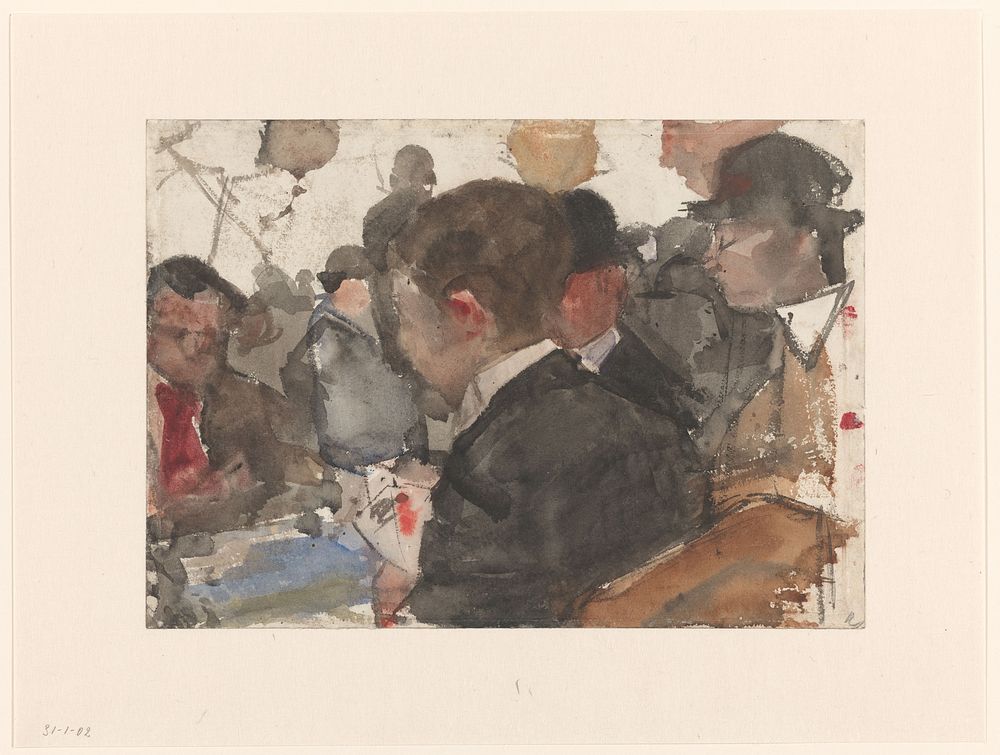 Kaartende mannen in een café (1875 - 1934) by Isaac Israels