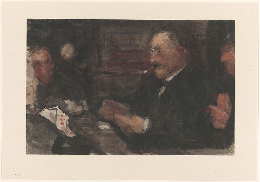 Kaartende heren in café (1875 - 1934) by Isaac Israels and Pieter de Josselin de Jong