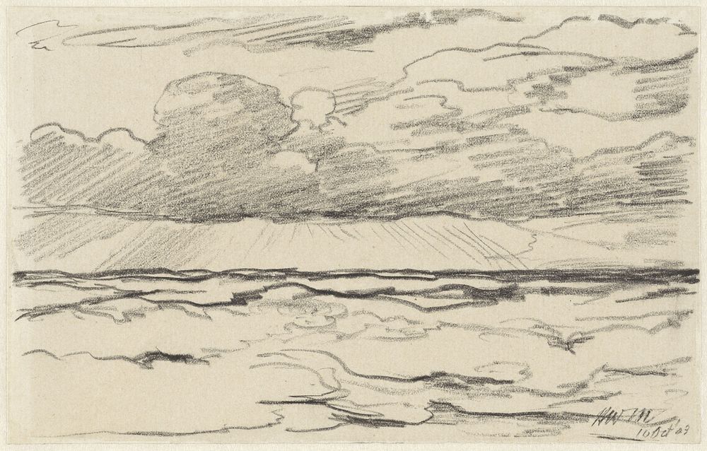 Zee met wolkenlucht (1909) by Hendrik Willem Mesdag
