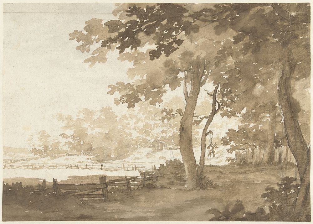 Landschap met een weg onder bomen (1769) by Jacob Cats 1741 1799
