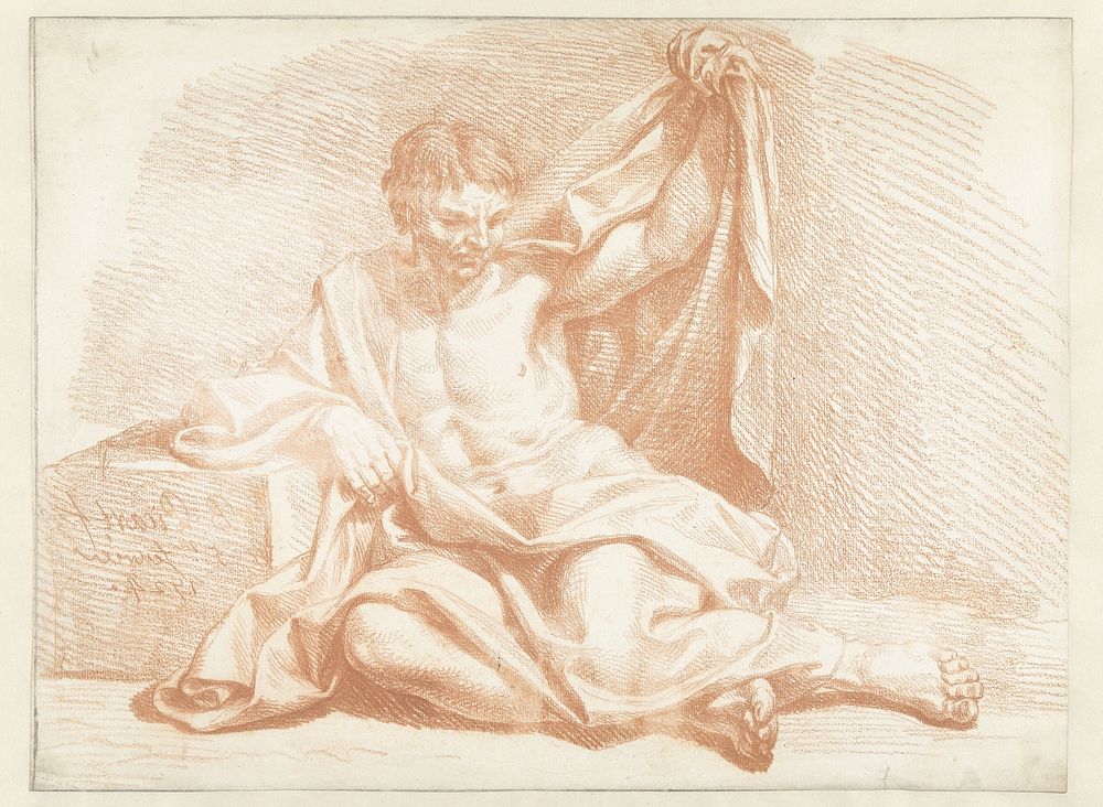 Hoofd van neerziende vrouw (1683 - 1733) by Bernard Picart