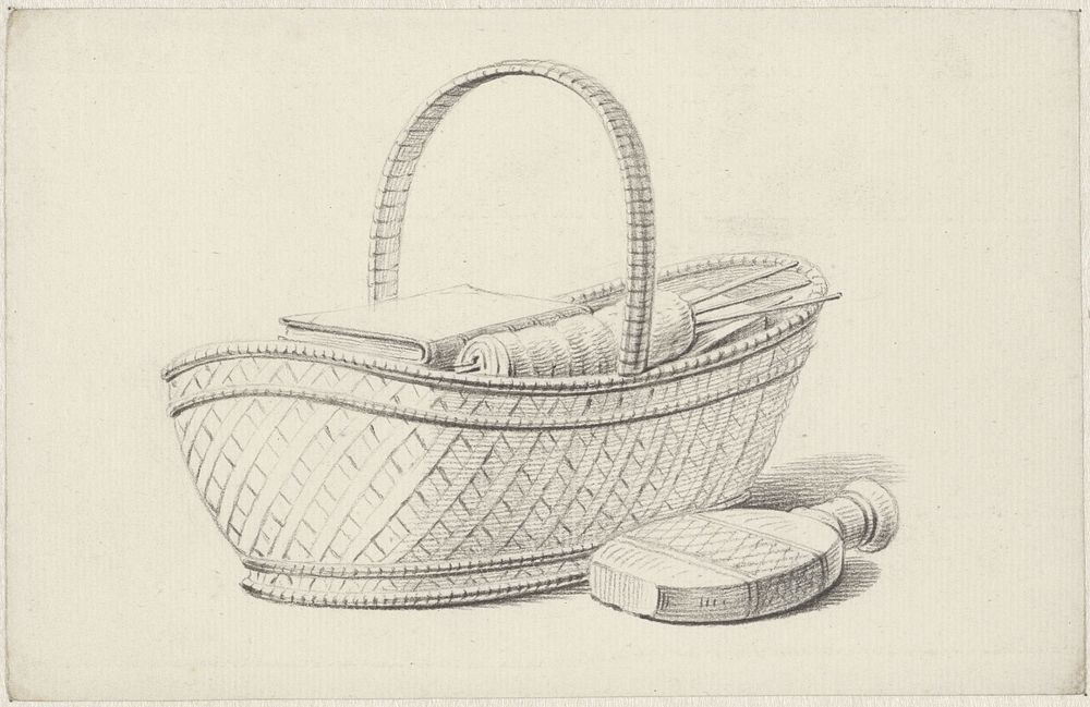 Mand met boek en breiwerk (1789 - 1859) by Pieter de Goeje