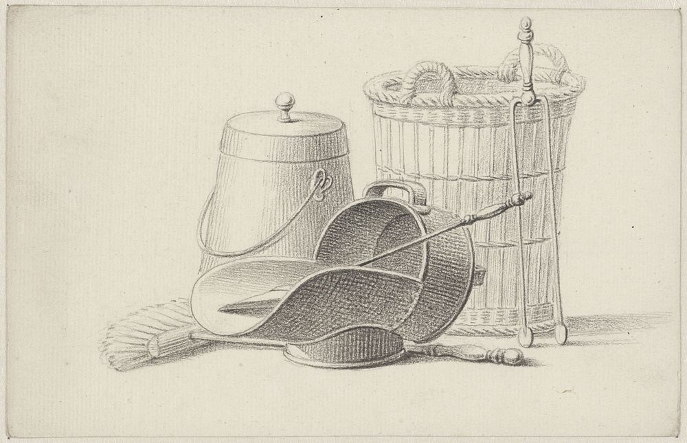 Stilleven met mand en kolenkit (1789 - 1859) by Pieter de Goeje