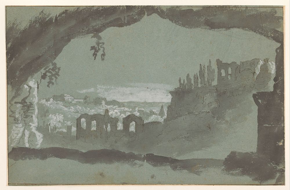 Gezicht op de ruïnes van het paleis op de Palatijn (1700 - 1800) by anonymous