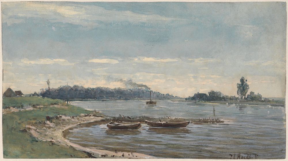 Hollands riviergezicht (1847 - 1893) by Pieter Louis Hoedt