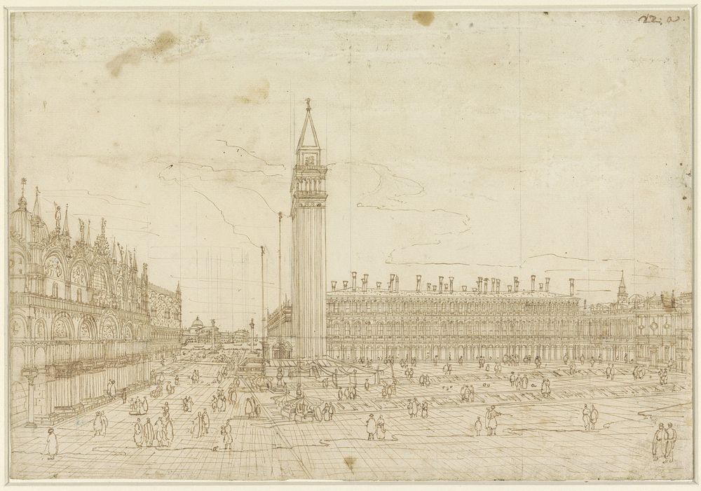 De Piazza San Marco, in de richting van de Piazetta gezien (1730 - 1780) by Bernardo Bellotto