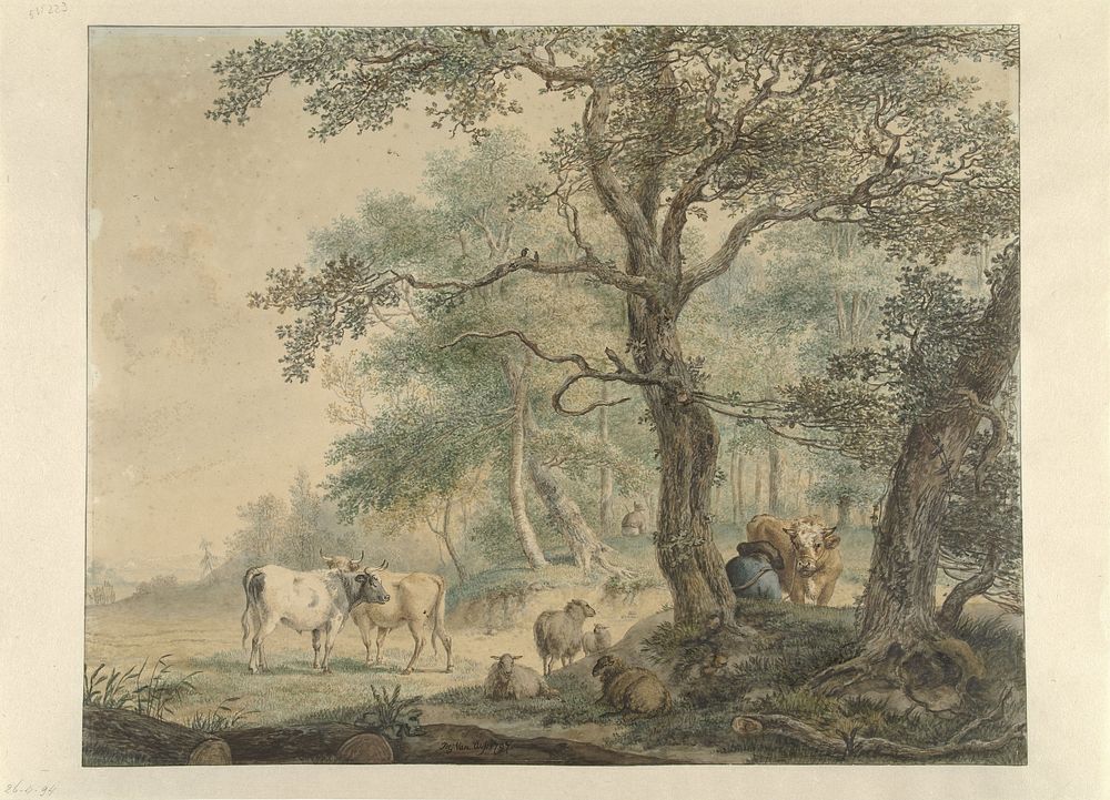 Landschap met twee herders met vee (1797) by Pieter Gerardus van Os