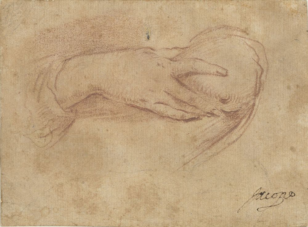 Hand aan een borst (1705 - 1721) by Jean Antoine Watteau