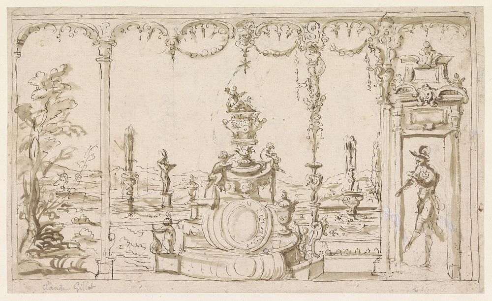 Ontwerp voor een wanddecoratie (1683 - 1722) by Claude Gillot