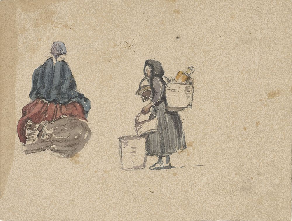 Twee studies van vissersvrouwen (1827 - 1891) by Johannes Bosboom