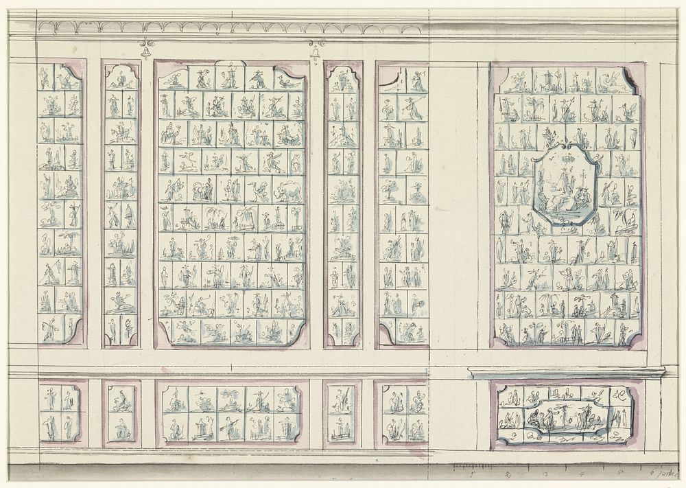 Wandbekleding met tegels (1700 - 1800) by anonymous