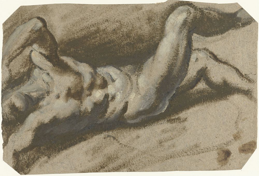 Achteroverliggende naakte jongeman (1554 - 1628) by Jacopo Palma il Giovane
