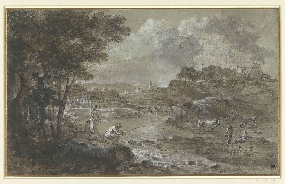 Rivierlandschap met visser (1712 - 1788) by Francesco Zuccarelli