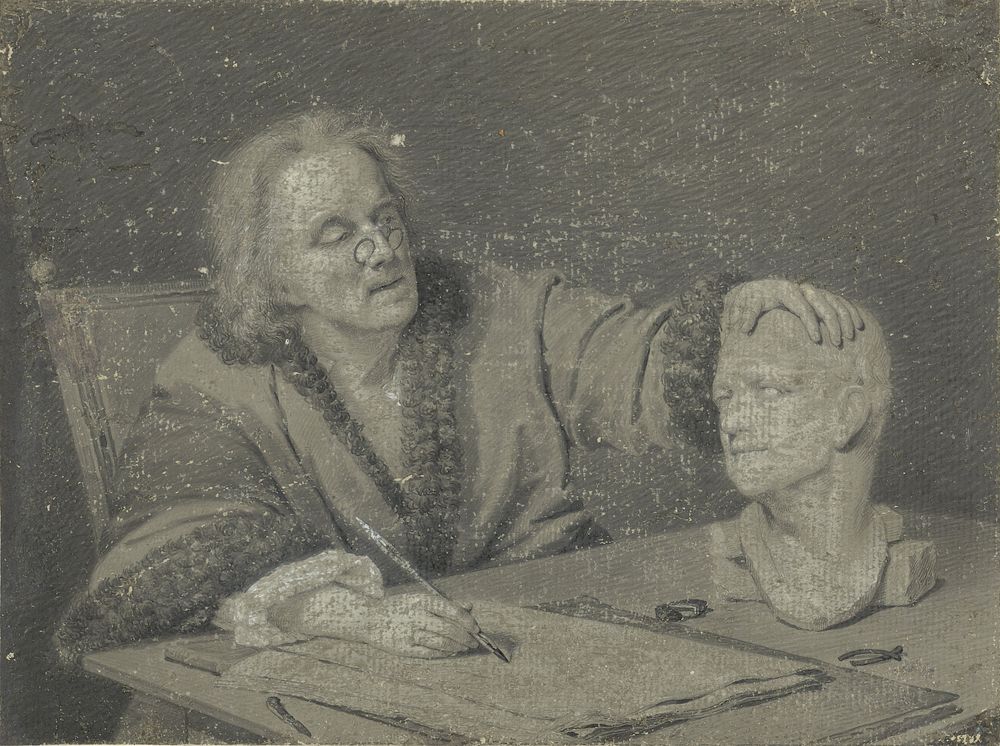Tekenaar die een gipskop schetst (1756) by Carl Heinrich Mylius and Christian Friedrich Reinhold Lisiewski