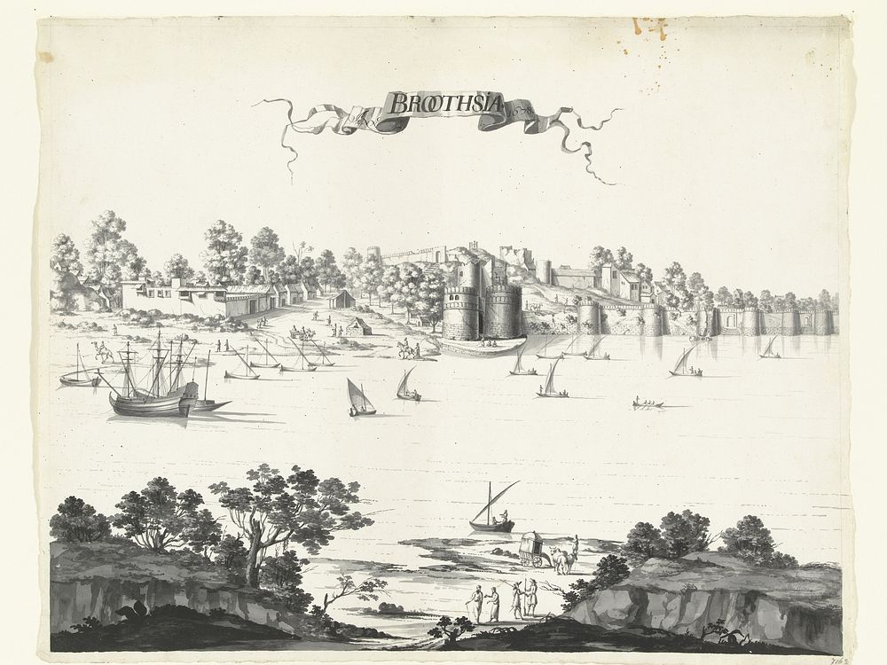 Gezicht op de stad Bharuch, ten noorden van Surat (1678) by anonymous