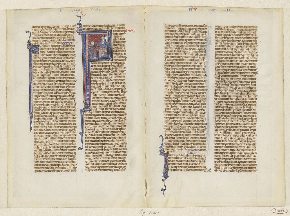 Fragment uit een bijbel, het boek der Koningen, hoofdstuk 2: David knielt voor Saul (c. 1280 - c. 1320) by anonymous