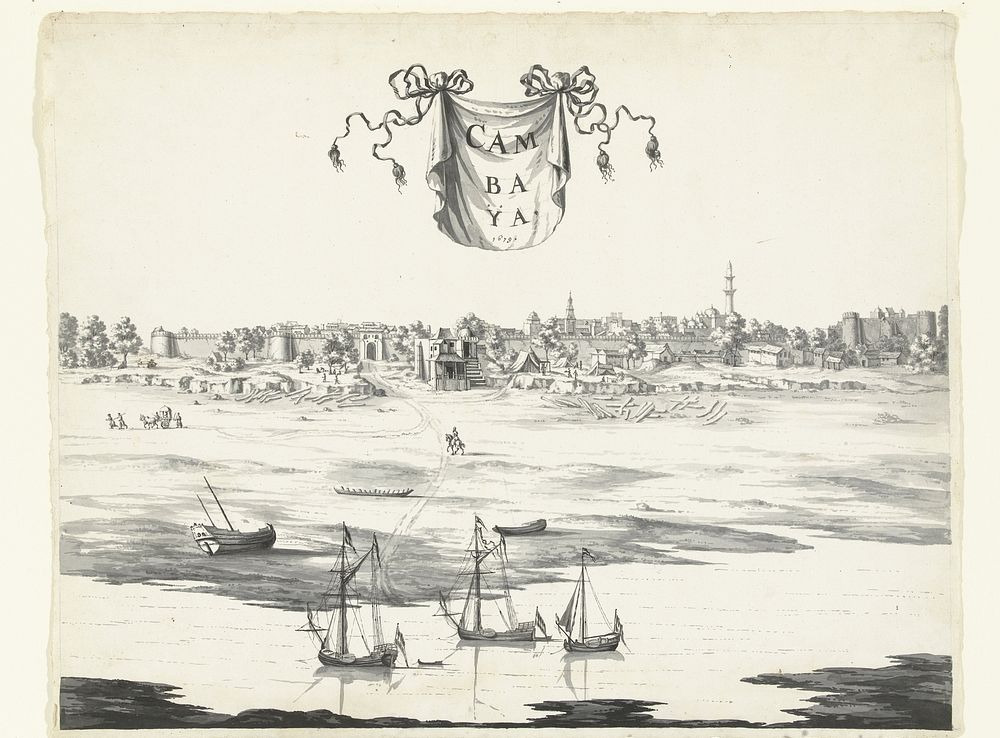 Gezicht op de stad Khambat (Cambay) (1679) by anonymous