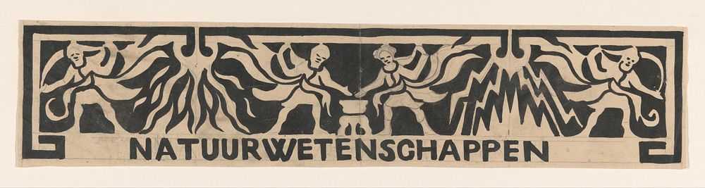 Ontwerp voor vignet in het gedenkboek voor koningin Wilhelmina uit 1923: Natuurwetenschappen (1874 - 1945) by Carel Adolph…