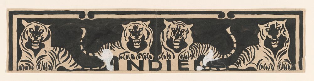 Ontwerp voor vignet in het gedenkboek voor koningin Wilhelmina uit 1923: Indie (1874 - 1945) by Carel Adolph Lion Cachet
