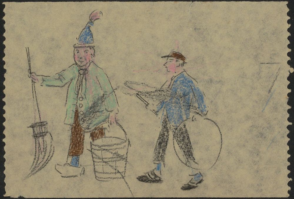 Mannen met een mop, emmer en hoepel (c. 1904 - c. 1906) by Gerrit Willem Dijsselhof