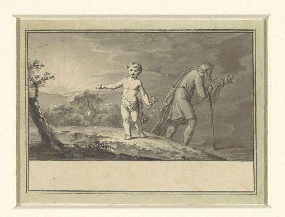 Het nieuwe en het oude jaar: een knaap en een grijsaard in een landschap (1788 - 1841) by Sigmund Ferdinand Ritter von Perger