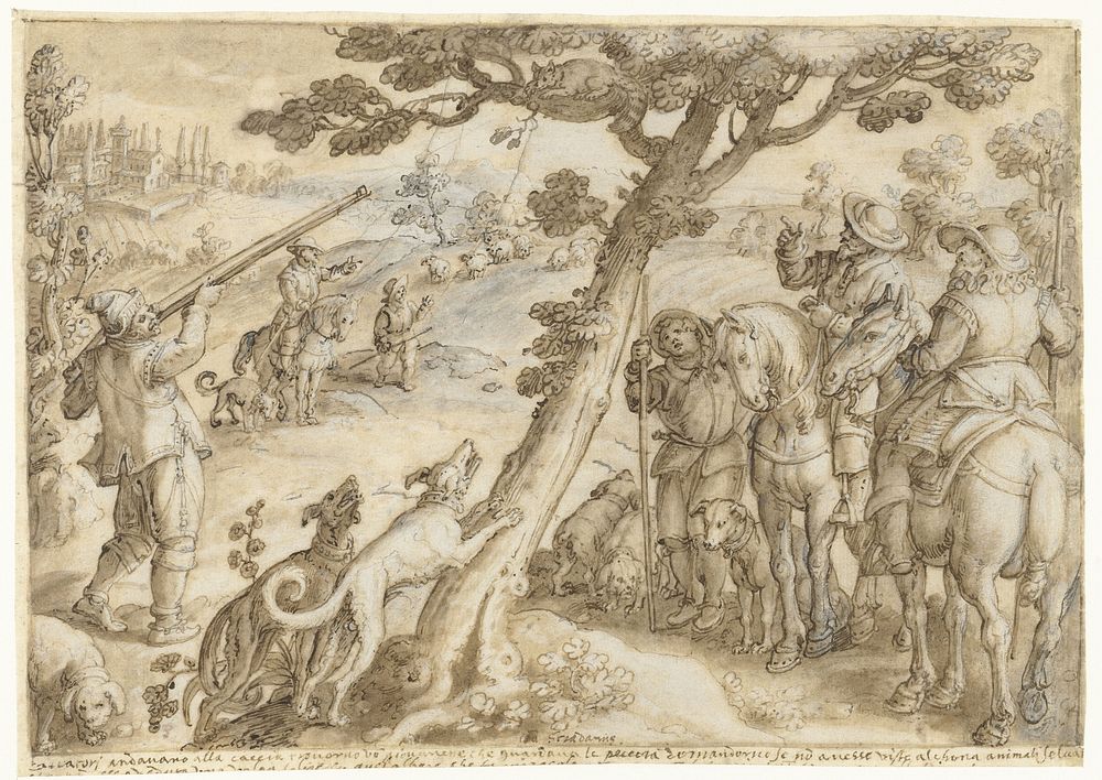 Jacht op wilde katten (1533 - 1578) by Jan van der Straet