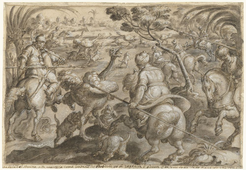 Ostrich Hunt in Barbary (c. 1578) by Jan van der Straet
