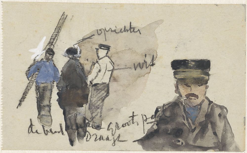 Vier werklieden (1860 - 1921) by Adolf le Comte