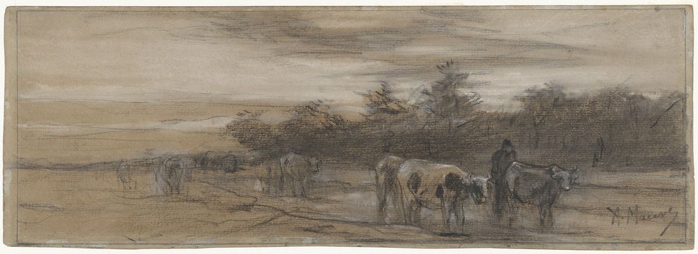 Koeien bij avond (c. 1848 - c. 1888) by Anton Mauve