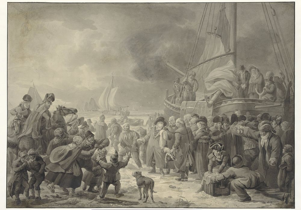 Het vertrek van stadhouder Willem V naar Engeland, 18 januari 1795 (1798) by Dirk Langendijk and Christoffel Meijer