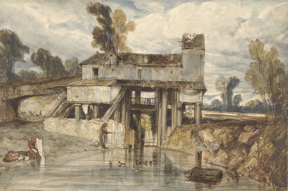Landschap met watermolen (1813 - 1860) by Alexandre Gabriel Decamps