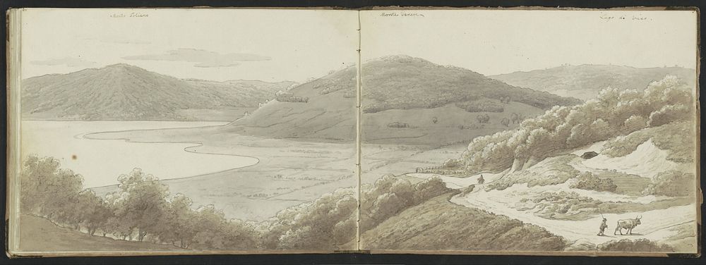 Vicomeer met zicht op Monte Fogliano en Monte Venere (c. 1808 - c. 1857) by Abraham Teerlink