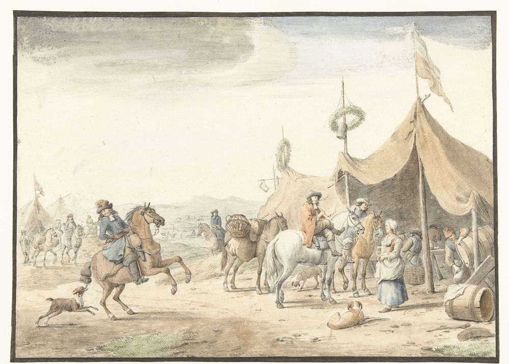 Legerkamp met ruiters (1673 - 1721) by Jan Vincentsz van der Vinne