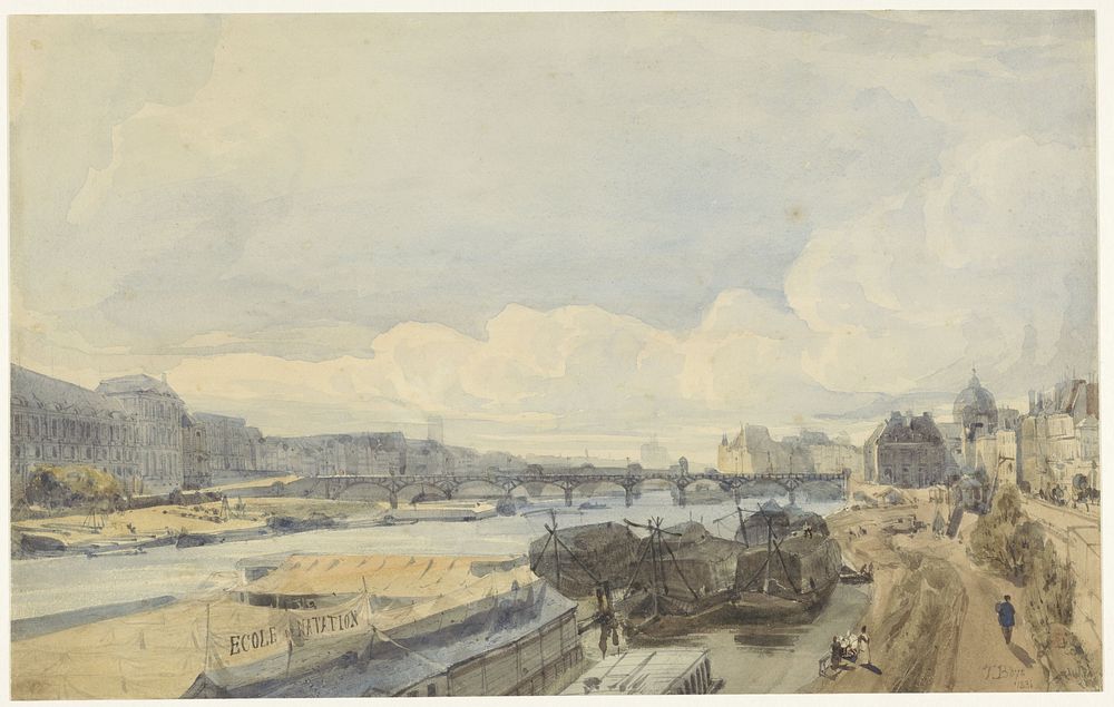 Gezicht over de Seine ter hoogte van de Pont des Arts (1831) by Thomas Shotter Boys