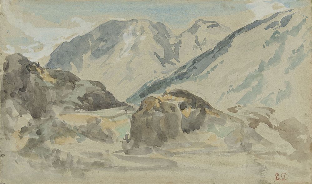 Berglandschap (1840 - 1850) by Eugène Delacroix