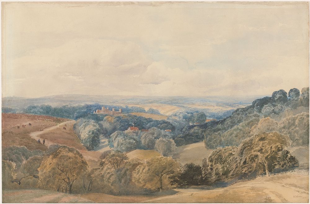 Landschap met Crieff Castle (1865) by Henry Jutsum