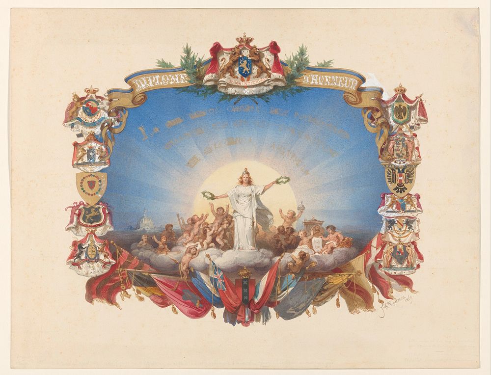 Ontwerp voor een Diplome d'Honneur (1869) by Johan Philip Koelman